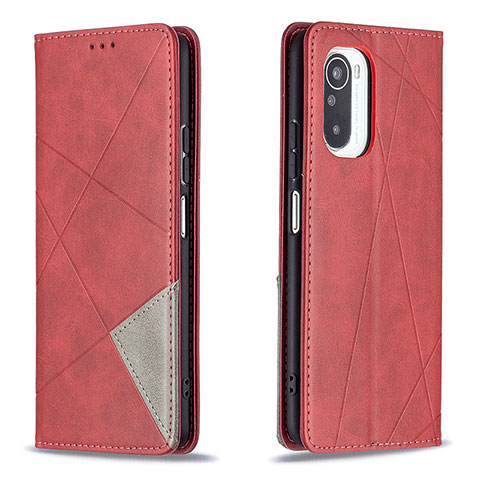 Funda de Cuero Cartera con Soporte Carcasa B07F para Xiaomi Redmi K40 5G Rojo