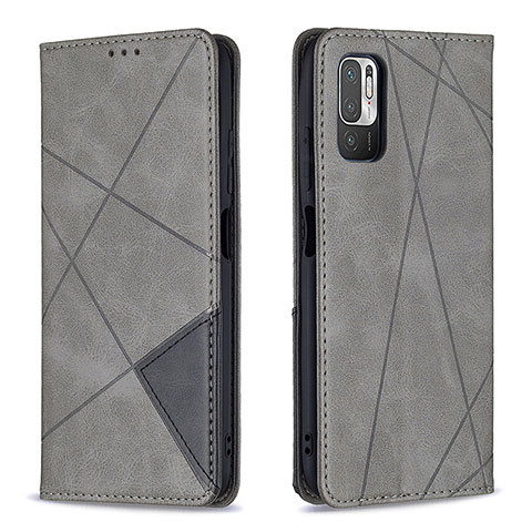 Funda de Cuero Cartera con Soporte Carcasa B07F para Xiaomi Redmi Note 10 5G Gris