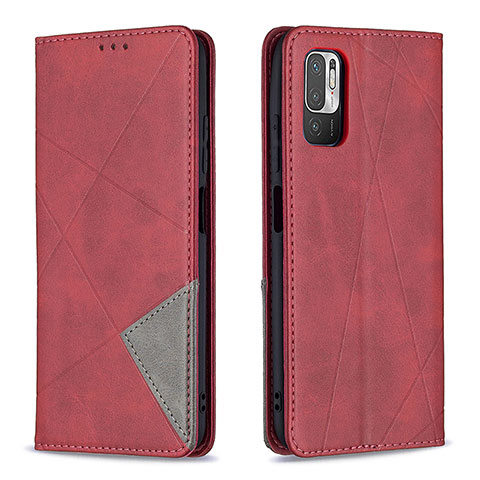 Funda de Cuero Cartera con Soporte Carcasa B07F para Xiaomi Redmi Note 10T 5G Rojo