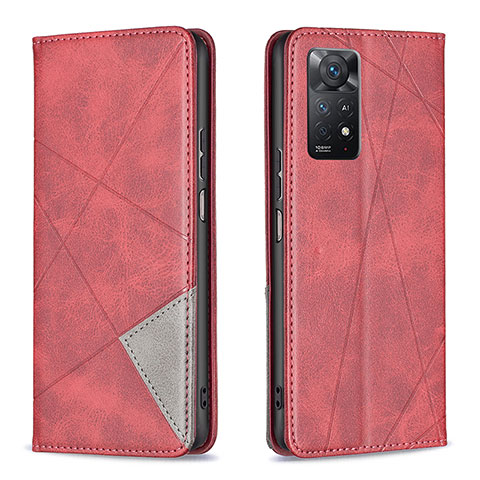 Funda de Cuero Cartera con Soporte Carcasa B07F para Xiaomi Redmi Note 11 Pro 5G Rojo