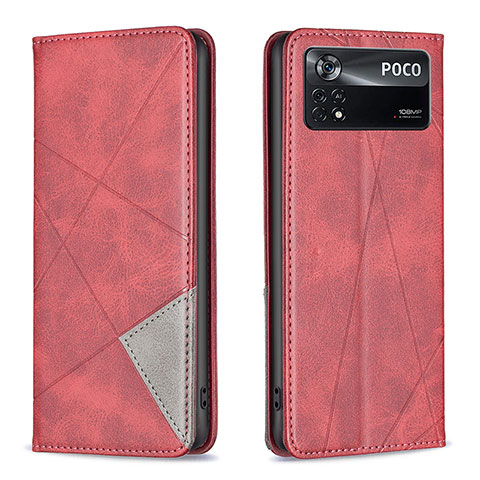 Funda de Cuero Cartera con Soporte Carcasa B07F para Xiaomi Redmi Note 11E Pro 5G Rojo