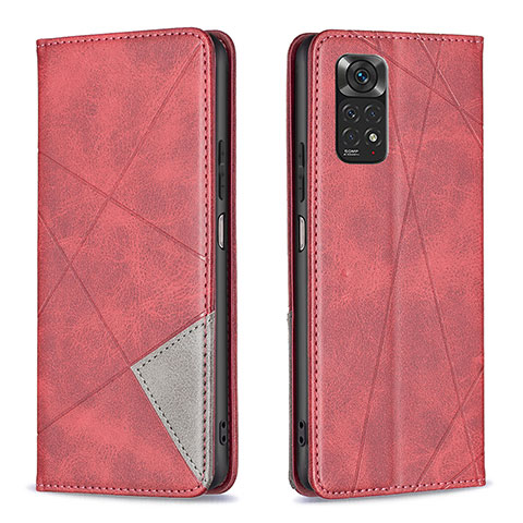 Funda de Cuero Cartera con Soporte Carcasa B07F para Xiaomi Redmi Note 11S 4G Rojo