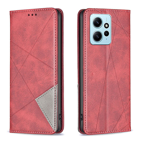 Funda de Cuero Cartera con Soporte Carcasa B07F para Xiaomi Redmi Note 12 4G Rojo