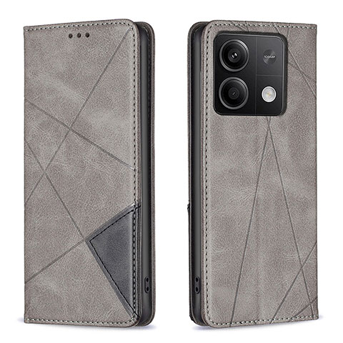 Funda de Cuero Cartera con Soporte Carcasa B07F para Xiaomi Redmi Note 13 5G Gris