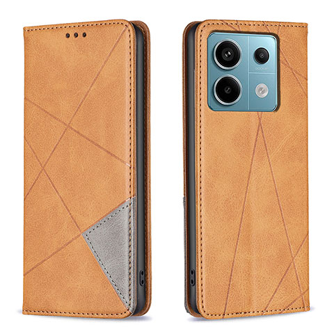 Funda de Cuero Cartera con Soporte Carcasa B07F para Xiaomi Redmi Note 13 Pro 5G Marron Claro