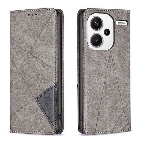 Funda de Cuero Cartera con Soporte Carcasa B07F para Xiaomi Redmi Note 13 Pro+ Plus 5G Gris