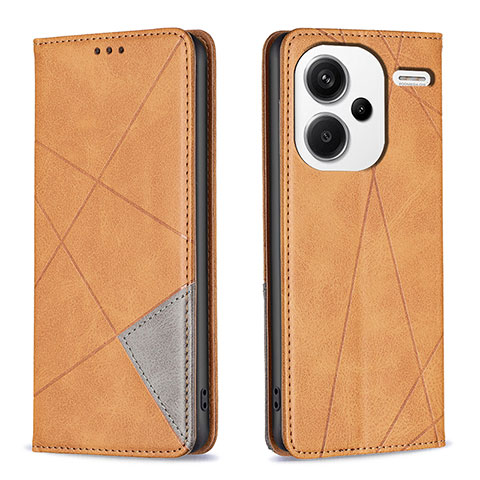 Funda de Cuero Cartera con Soporte Carcasa B07F para Xiaomi Redmi Note 13 Pro+ Plus 5G Marron Claro