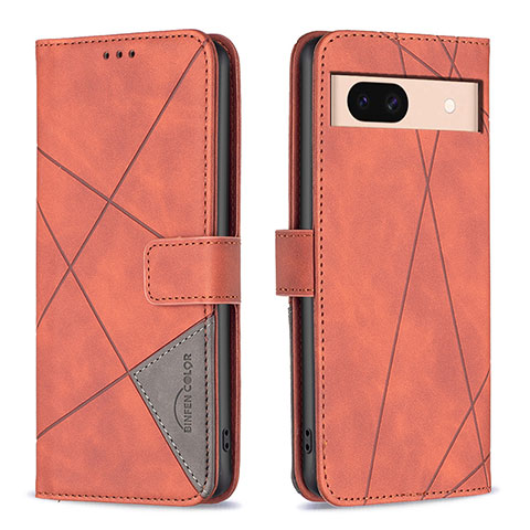 Funda de Cuero Cartera con Soporte Carcasa B08F para Google Pixel 8a 5G Naranja