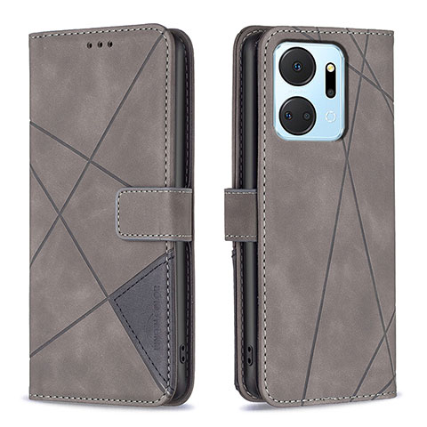 Funda de Cuero Cartera con Soporte Carcasa B08F para Huawei Honor X7a Gris