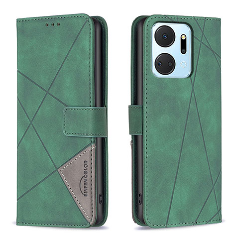 Funda de Cuero Cartera con Soporte Carcasa B08F para Huawei Honor X7a Verde