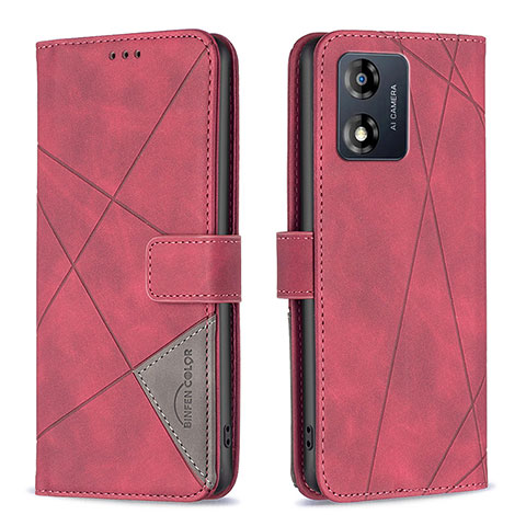 Funda de Cuero Cartera con Soporte Carcasa B08F para Motorola Moto E13 Rojo