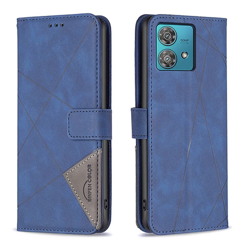 Funda de Cuero Cartera con Soporte Carcasa B08F para Motorola Moto Edge 40 Neo 5G Azul