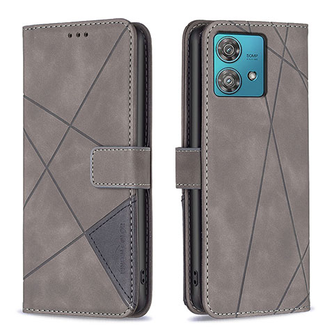 Funda de Cuero Cartera con Soporte Carcasa B08F para Motorola Moto Edge 40 Neo 5G Gris