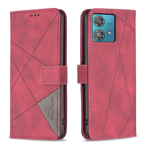 Funda de Cuero Cartera con Soporte Carcasa B08F para Motorola Moto Edge 40 Neo 5G Rojo