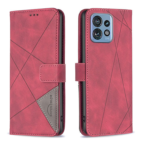 Funda de Cuero Cartera con Soporte Carcasa B08F para Motorola Moto Edge Plus (2023) 5G Rojo