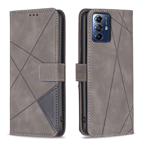 Funda de Cuero Cartera con Soporte Carcasa B08F para Motorola Moto G Play (2023) Gris