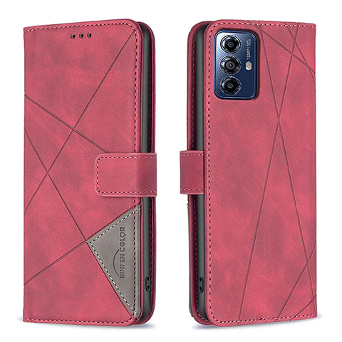 Funda de Cuero Cartera con Soporte Carcasa B08F para Motorola Moto G Play Gen 2 Rojo