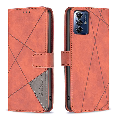 Funda de Cuero Cartera con Soporte Carcasa B08F para Motorola Moto G Power (2022) Naranja