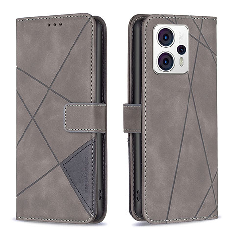 Funda de Cuero Cartera con Soporte Carcasa B08F para Motorola Moto G13 Gris