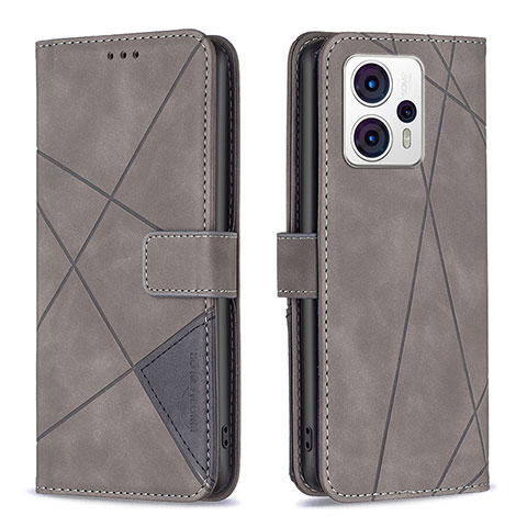 Funda de Cuero Cartera con Soporte Carcasa B08F para Motorola Moto G23 Gris