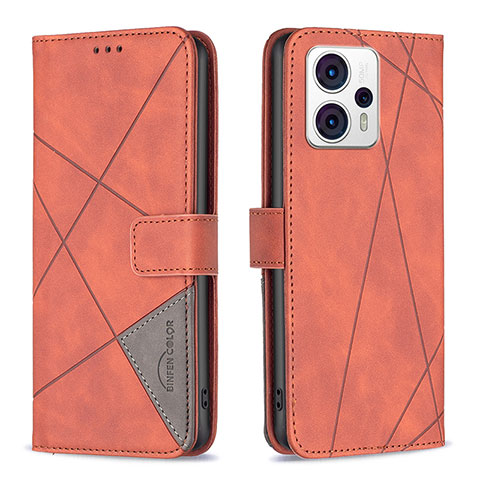 Funda de Cuero Cartera con Soporte Carcasa B08F para Motorola Moto G23 Naranja