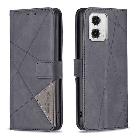 Funda de Cuero Cartera con Soporte Carcasa B08F para Motorola Moto G73 5G Negro