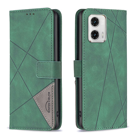 Funda de Cuero Cartera con Soporte Carcasa B08F para Motorola Moto G73 5G Verde