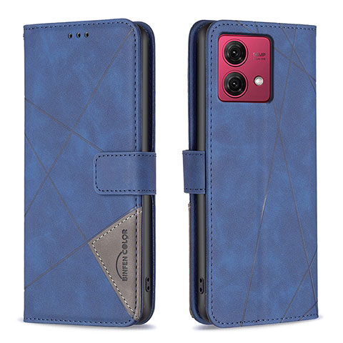 Funda de Cuero Cartera con Soporte Carcasa B08F para Motorola Moto G84 5G Azul