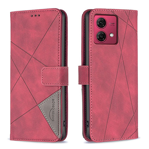 Funda de Cuero Cartera con Soporte Carcasa B08F para Motorola Moto G84 5G Rojo