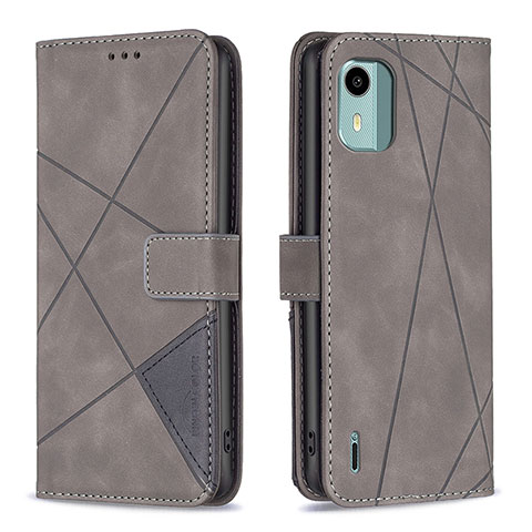 Funda de Cuero Cartera con Soporte Carcasa B08F para Nokia C12 Gris