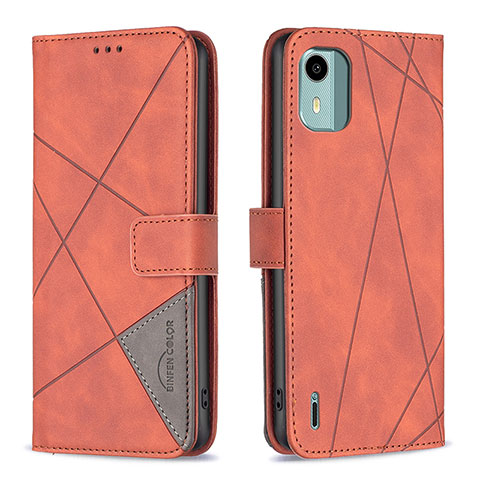 Funda de Cuero Cartera con Soporte Carcasa B08F para Nokia C12 Naranja