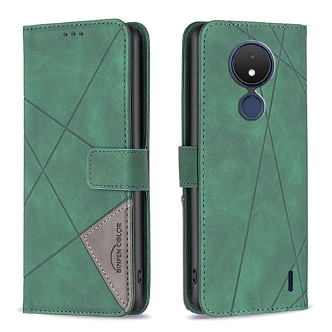 Funda de Cuero Cartera con Soporte Carcasa B08F para Nokia C21 Verde