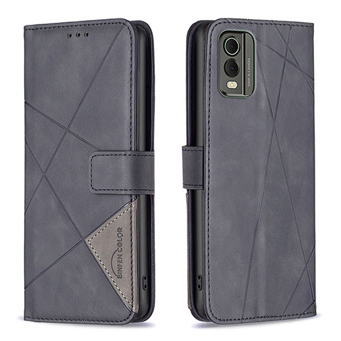 Funda de Cuero Cartera con Soporte Carcasa B08F para Nokia C210 Negro