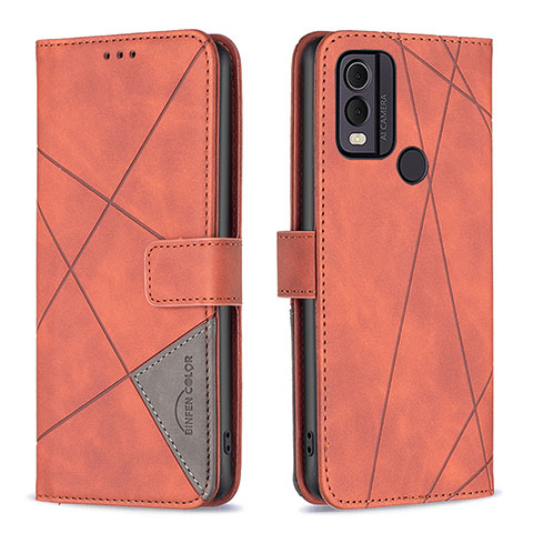 Funda de Cuero Cartera con Soporte Carcasa B08F para Nokia C22 Naranja