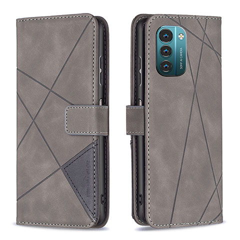 Funda de Cuero Cartera con Soporte Carcasa B08F para Nokia G11 Gris