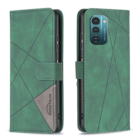 Funda de Cuero Cartera con Soporte Carcasa B08F para Nokia G21 Verde