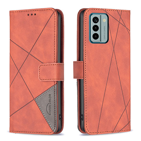 Funda de Cuero Cartera con Soporte Carcasa B08F para Nokia G22 Naranja