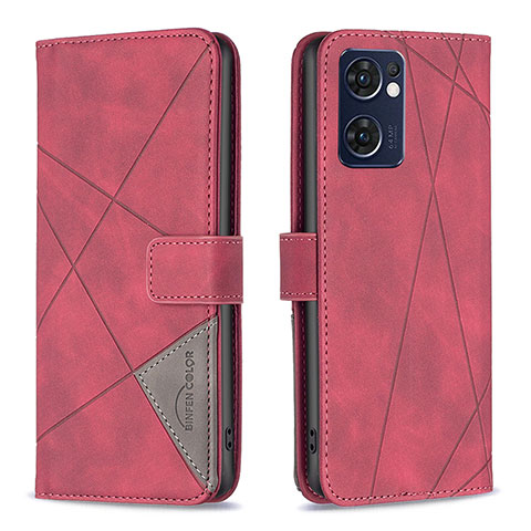 Funda de Cuero Cartera con Soporte Carcasa B08F para OnePlus Nord CE 2 5G Rojo