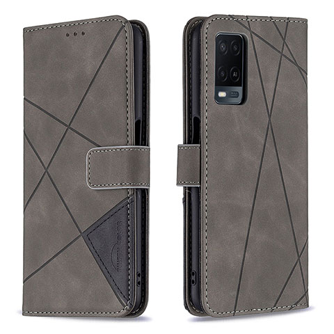 Funda de Cuero Cartera con Soporte Carcasa B08F para Oppo A54 4G Gris