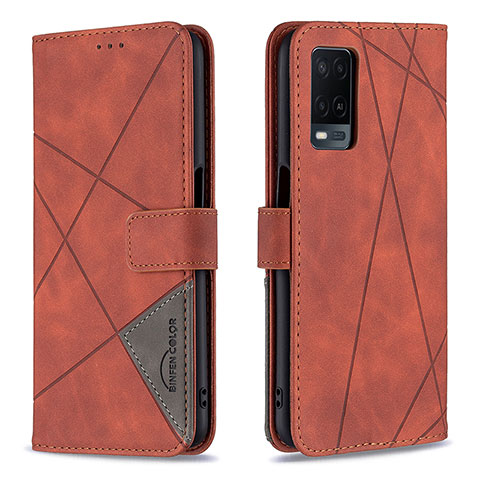 Funda de Cuero Cartera con Soporte Carcasa B08F para Oppo A54 4G Naranja