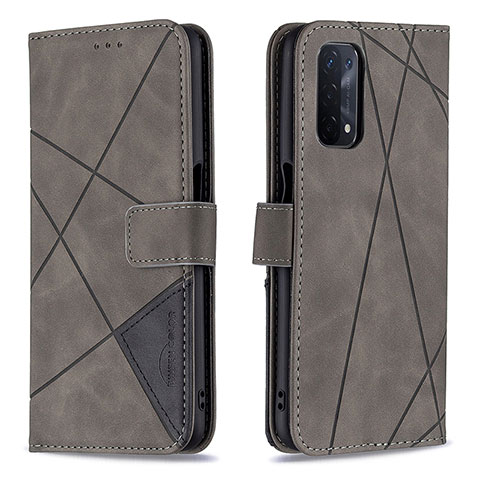 Funda de Cuero Cartera con Soporte Carcasa B08F para Oppo A54 5G Gris