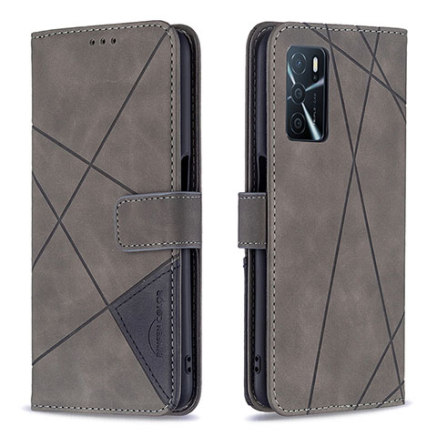 Funda de Cuero Cartera con Soporte Carcasa B08F para Oppo A54s Gris