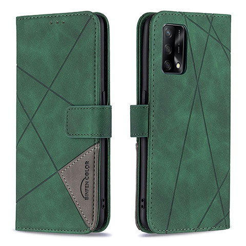 Funda de Cuero Cartera con Soporte Carcasa B08F para Oppo A74 4G Verde