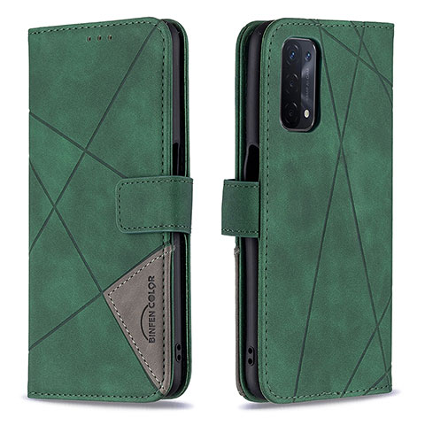 Funda de Cuero Cartera con Soporte Carcasa B08F para Oppo A93 5G Verde