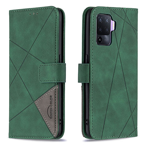 Funda de Cuero Cartera con Soporte Carcasa B08F para Oppo A94 4G Verde