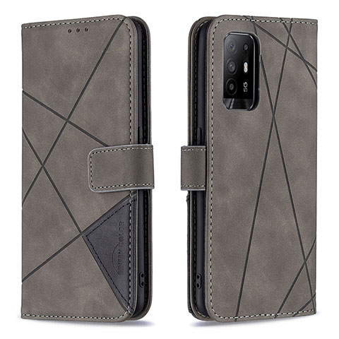 Funda de Cuero Cartera con Soporte Carcasa B08F para Oppo A95 5G Gris