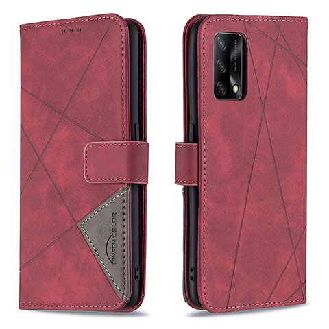 Funda de Cuero Cartera con Soporte Carcasa B08F para Oppo F19s Rojo