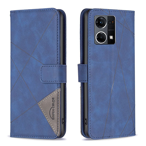 Funda de Cuero Cartera con Soporte Carcasa B08F para Oppo F21 Pro 4G Azul