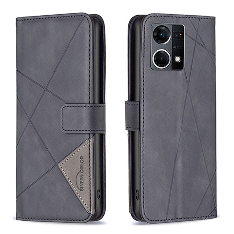 Funda de Cuero Cartera con Soporte Carcasa B08F para Oppo F21 Pro 4G Negro