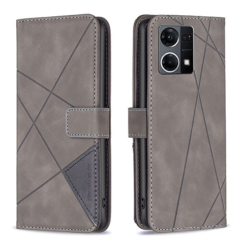 Funda de Cuero Cartera con Soporte Carcasa B08F para Oppo F21s Pro 4G Gris